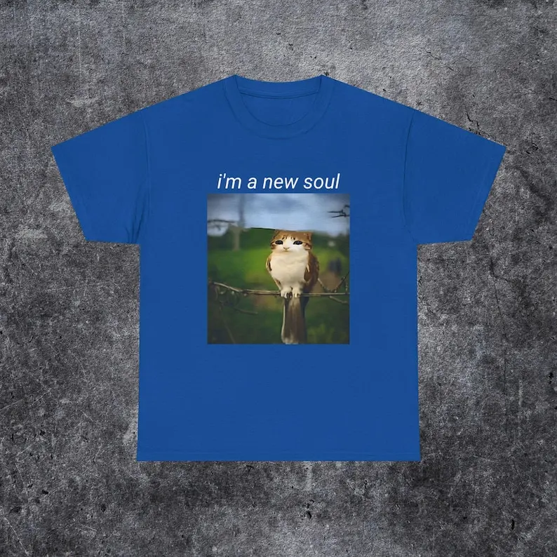 أنا روح جديدة مضحكة القط البومة ميمي ، قميص meowl meme مضحك ، قميص ميمي القط سخيفة هدية لها Brainrot meowl meme