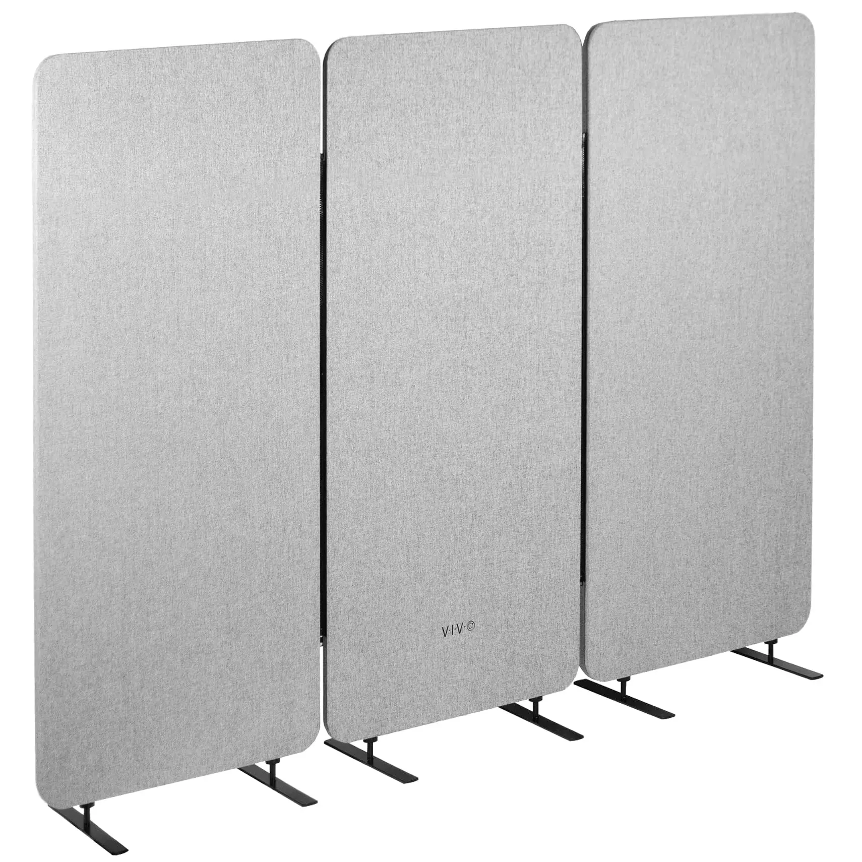 Freestanding 72 x 56 inch Privacy Panel, Cubicle Divider, Acoustic Wall Partition, x3 24 inch Panels, Gray, PP-3-S072G