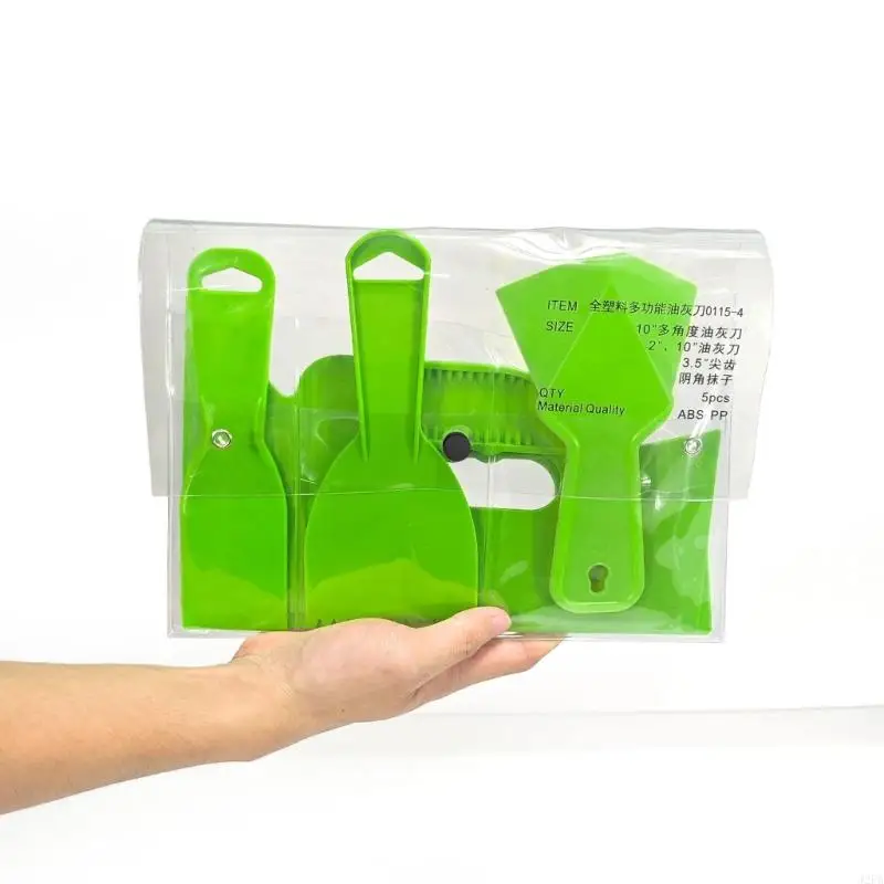 Pack Of 5 Plastic Putty Scraper Set Suitable For Wall Paper Decal Spackling Taping Texture Creation Professional Project
