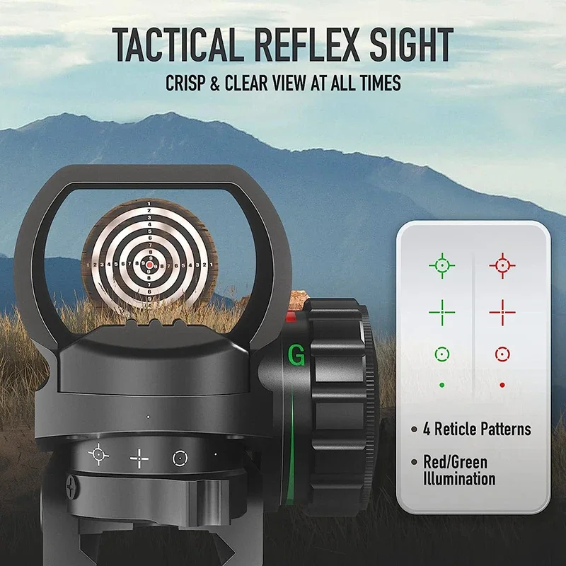 Tactical Reflex Sight Red Green Laser 4 Reticle Holographic Projected Red Dot Sight Airgun Scope Hunting 20mm Rail Mount AK