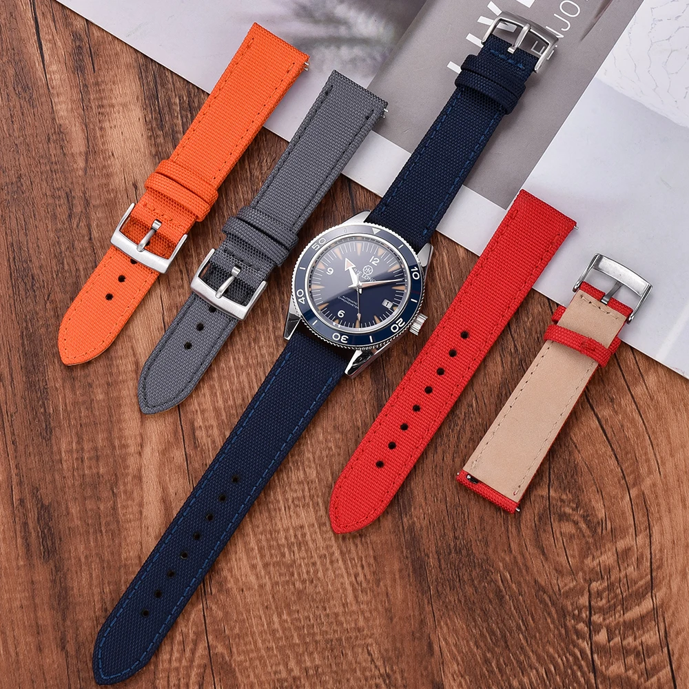 18mm 20mm 22mm Quick Release Canvas Nylon Leather Watchband For Men Women Universal Strap Fit For Smartwatch Traditional Watches