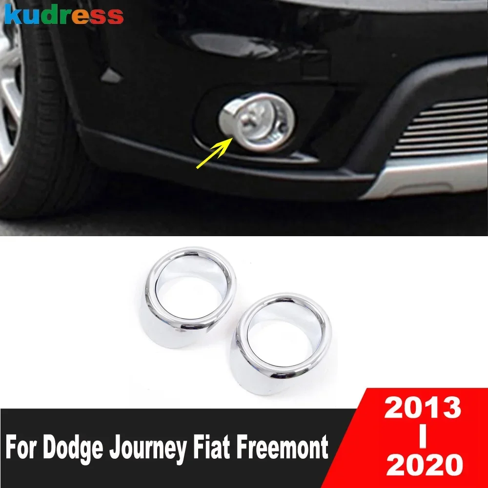 

For Dodge Journey JC Fiat Freemont 2013-2019 2020 Chrome Car Front Fog Light Lamp Cover Trim Foglight Bezel Trims Accessories