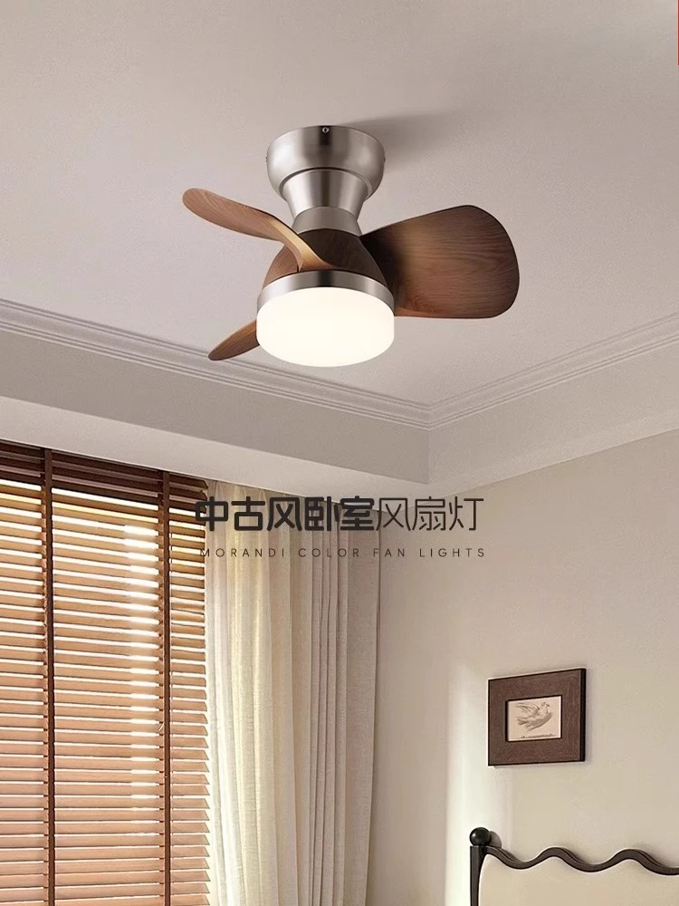 

Medieval style bedroom fan light silent eye protection walnut ceiling light dining room study ceiling fan light