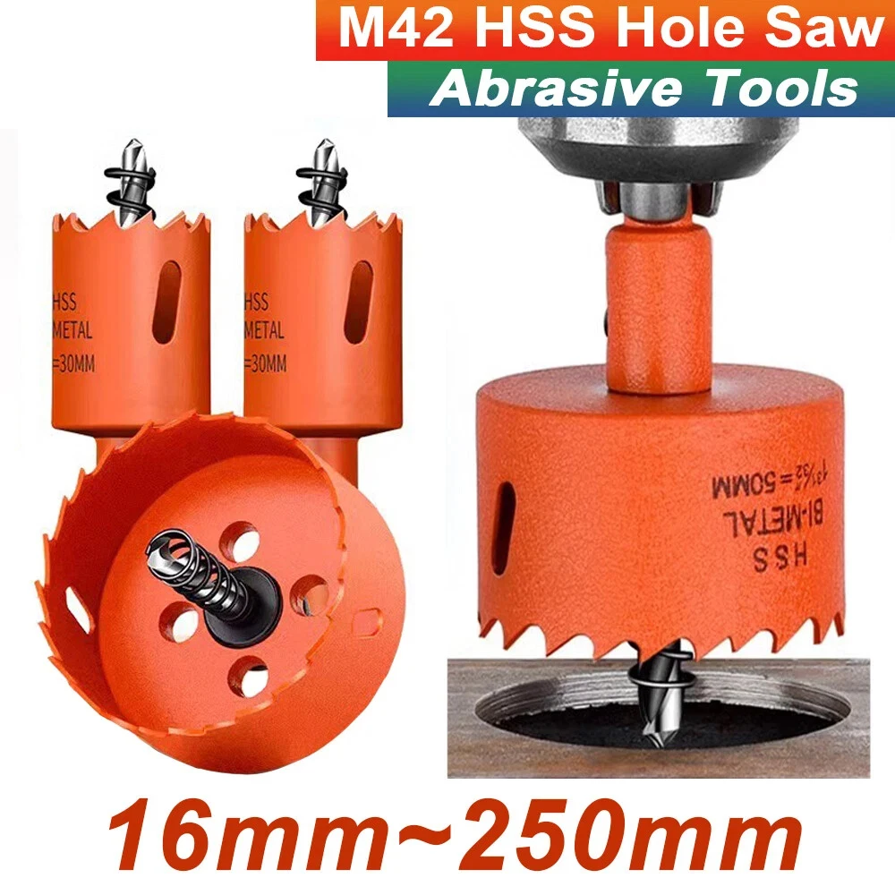1Pcs 16 To 250mm Hole Saw Cutter Drill Bit Bi Metal M42 Bi-Metal Hole Cutter - Quick & Smooth Cutting for Metal, Wood, Plastic