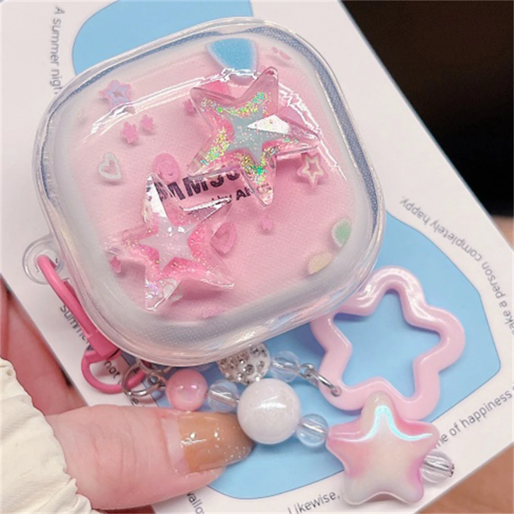 Cute 3D Flower Butterfly Star Clear Headphones Soft Case For Samsung Galaxy Buds Live With Pendant Cover For Samsung Buds 2 Pro