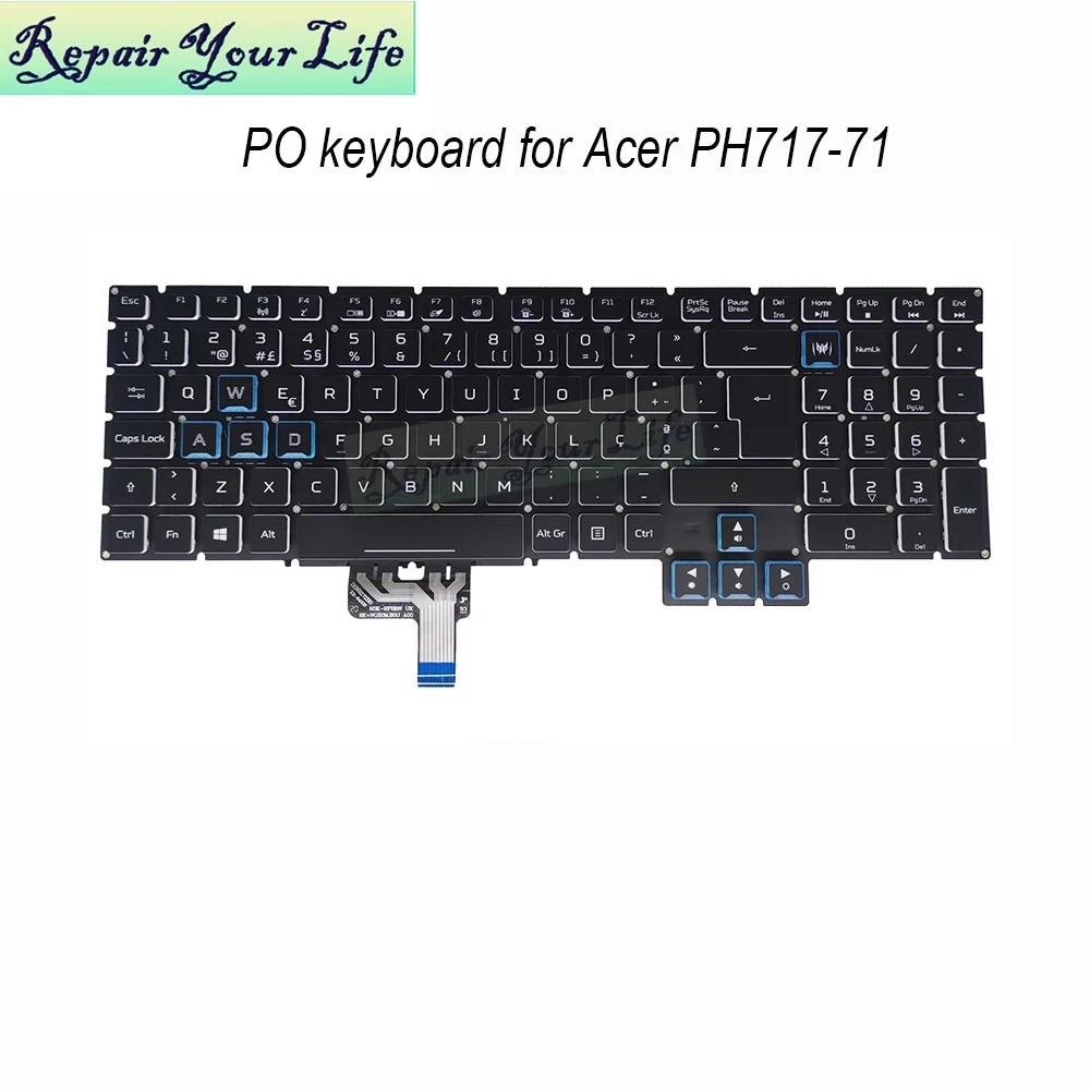 

PT-PO BR Portuguese Keyboard for Acer Predator Helios PH717-71 Gaming Laptop Replacement Keyboards Brazil Brazilian