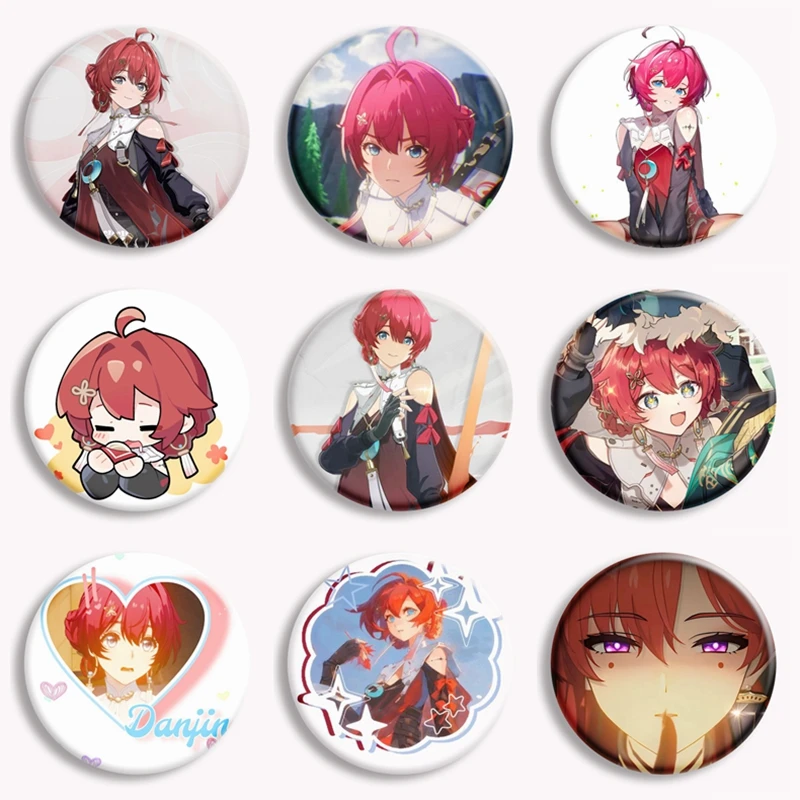 58/44mm Wuthering Waves Metal Badge Game Cosplay Anime Pin Danjin Cartoon Badge Backpack Accessories Gamer Collect Gift