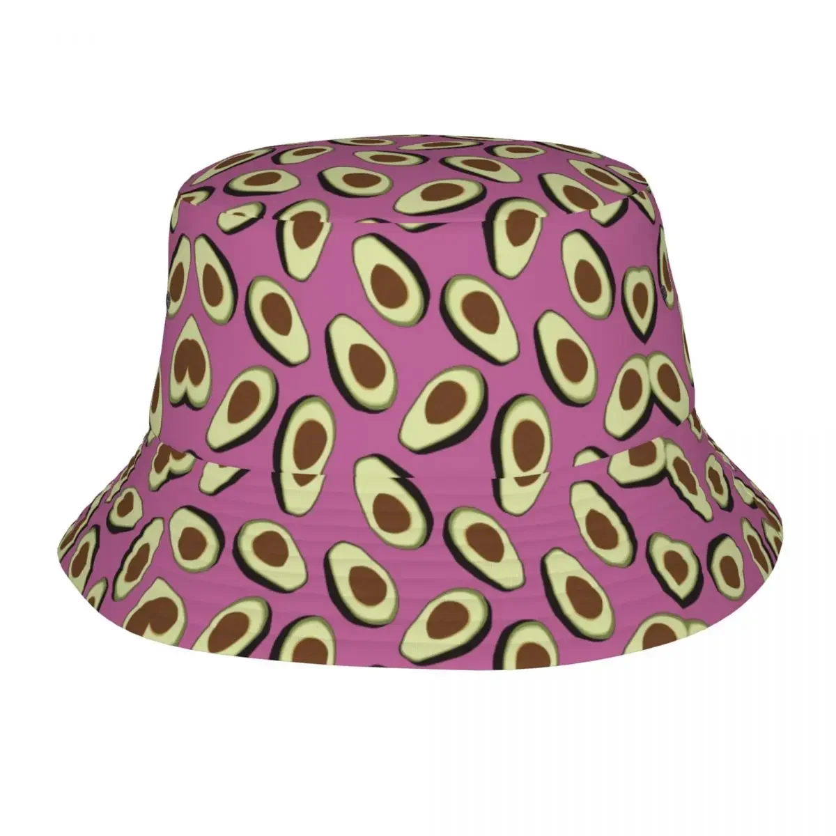 Custom Pretty Pink Avocado Pattern Bucket Hat Women Men Fashion Summer Beach Sun Fisherman Cap