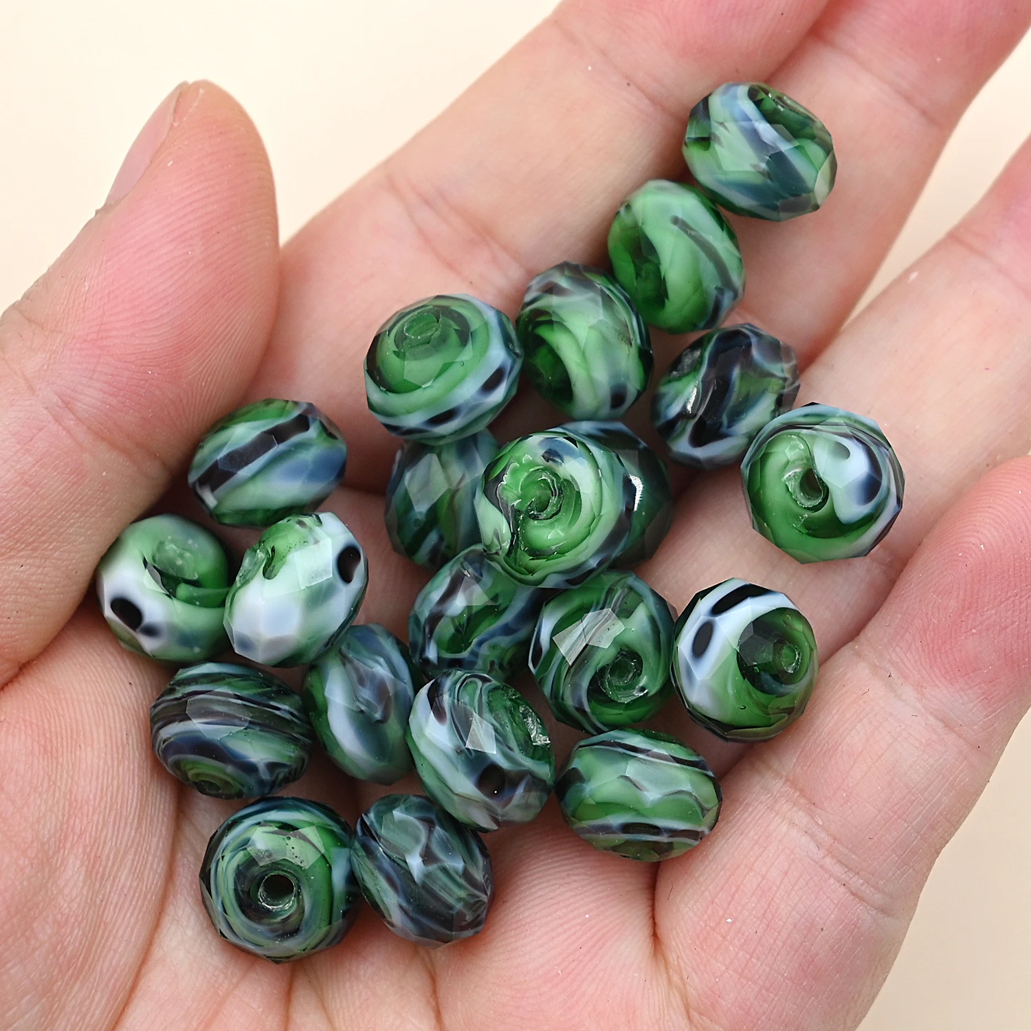 9x12mm Green Stripe Murano Beads Faceted Crystal Glass Lampwork Beads For Jewelry Making Diy Charm Bracelet Necklace Accessories