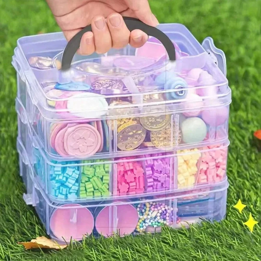 

3 Tier 18-Grid Transparent Adjustable Stackable Compartment Slot Plastic Storage Box For Organizing Toys Jewelry Accessories