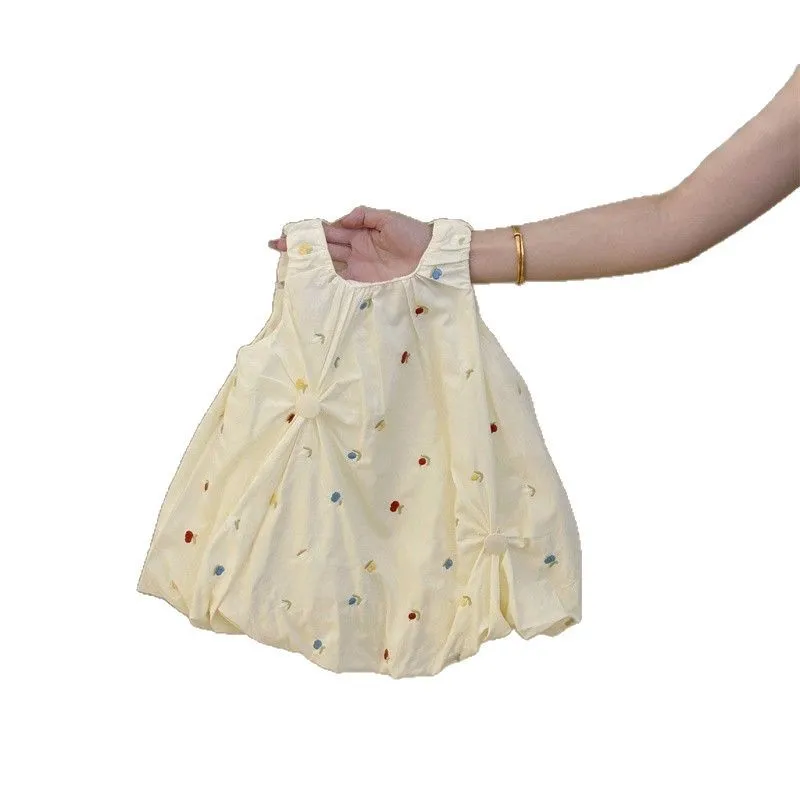 Girls Summer Dress Embroidered Flower Pod Skirt Fancy Baby Sundress for Little Girls New Arrival 5