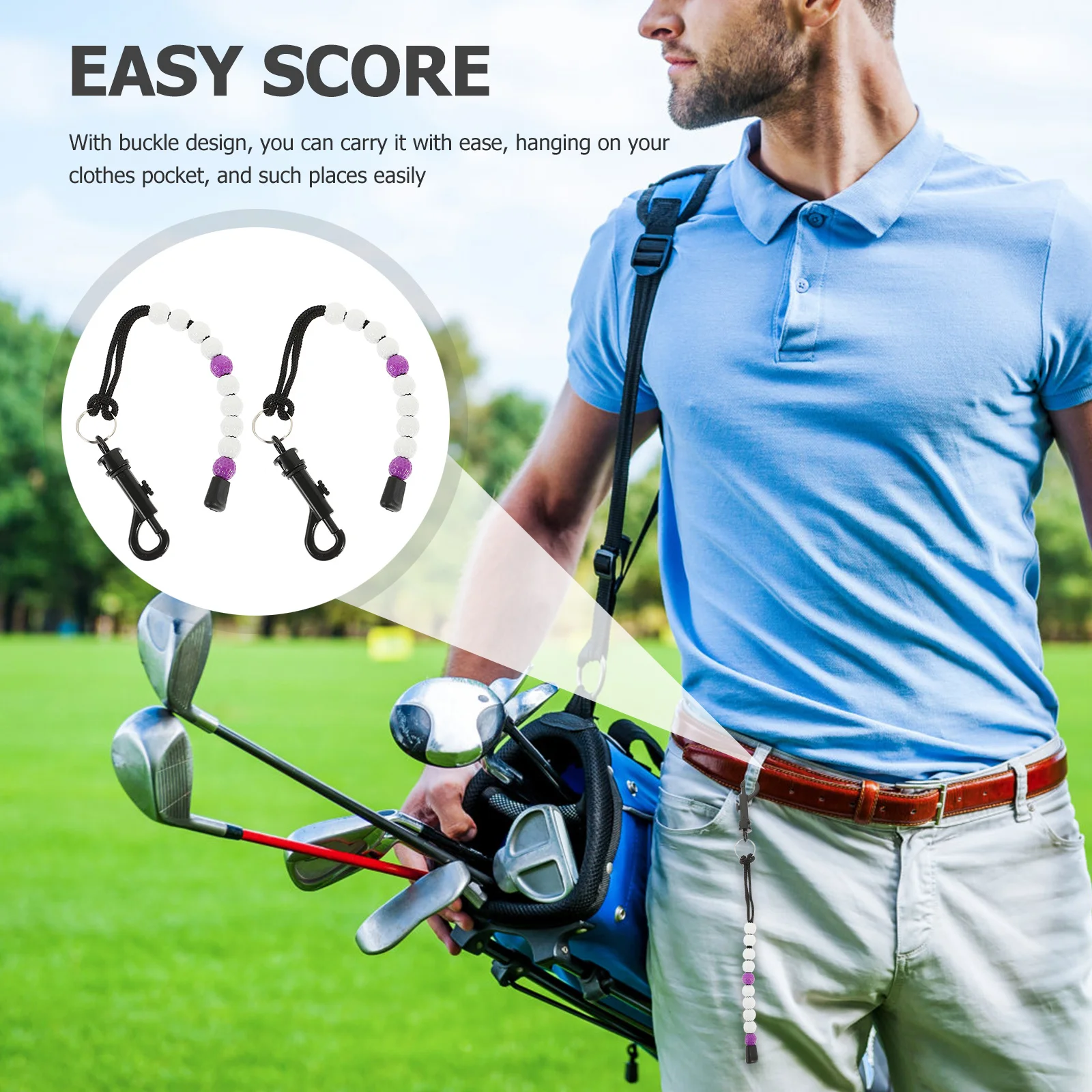 

2Pcs Golf Stroke Counter Beaded Golf Score Counter Lightweight Portable Outdoor Golfing Scoring Keeper Golfing Scoring Bead