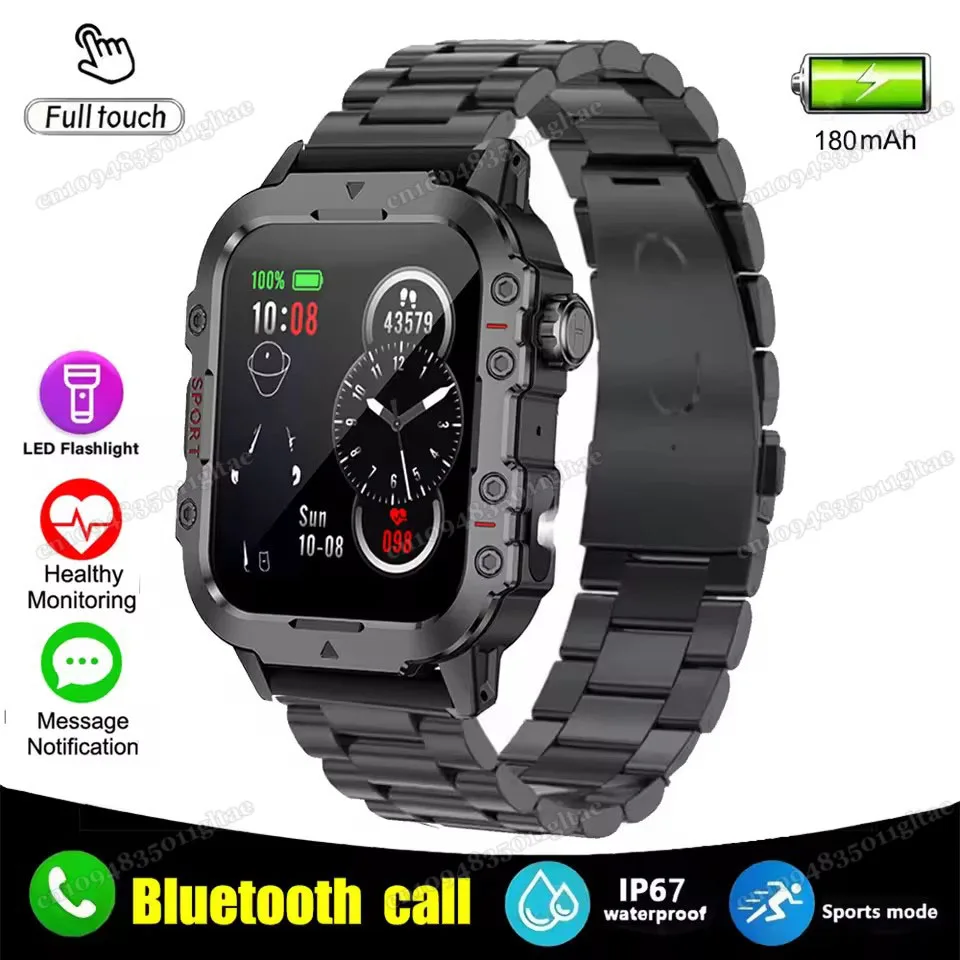 2026 Nieuwe Militaire kwaliteit Smart Horloge Mannen GPS Zaklamp 3ATM Waterdicht Horloge Bluetooth Oproep 100 + Sport Outdoor Smartwatch Pk MA27