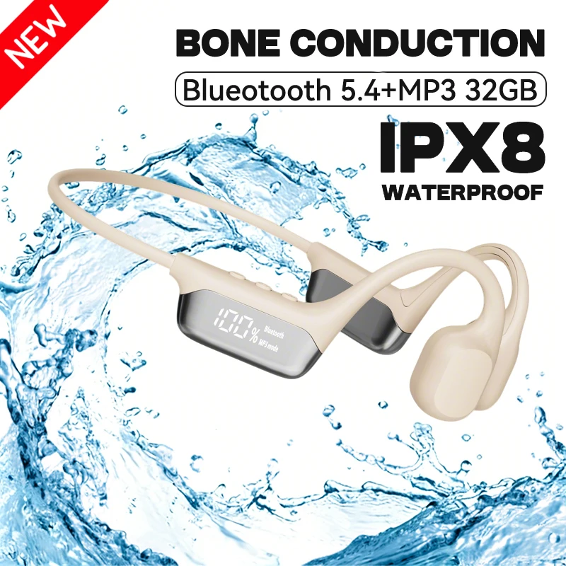 S10 Bluetooth 5.4 Echte beengeleidingshoofdtelefoon IPX8 Waterdicht DT5.0 MP3 Ingebouwd 32GB geheugen LED digitaal display om te zwemmen
