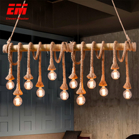 hemp rope pendant lights 1/2/3/4/5 head vintage retro personality industrial for loft living room Edison hanglamp ZDD0003