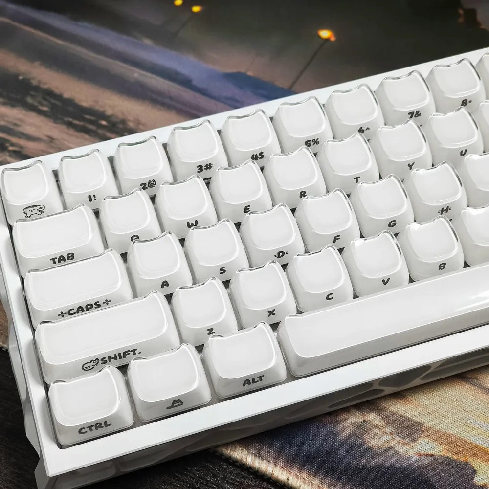 MiXingRen Crystal Jelly Cat Keycaps Set Transparent ABS Side Carving MAO Profile MX Stem for Mechanical Keyboard Pc Accessories