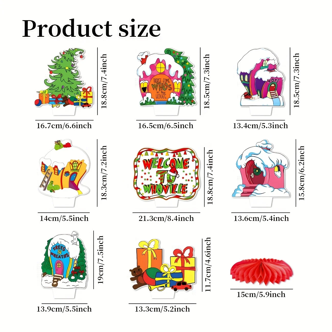 Whoville Christmas Decorations, 8 Pcs Welcome to Whoville Decorations Centerpiece, Whoville Christmas Decorations Indoor, Xmas