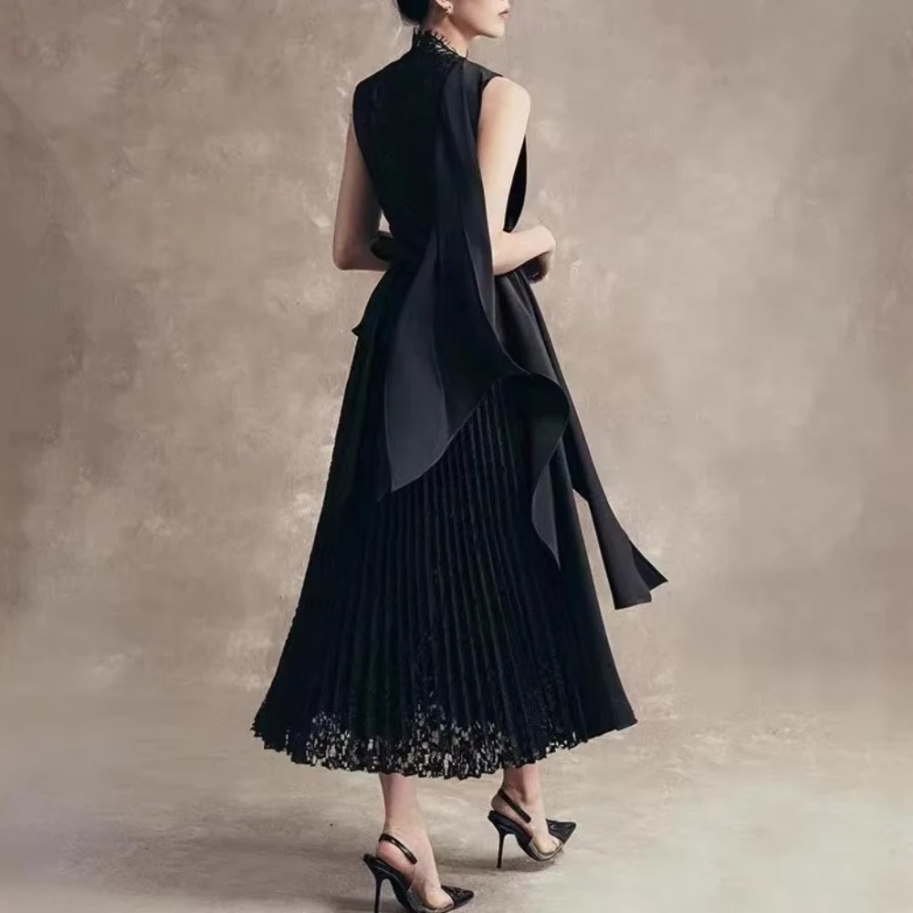 エレガントなノースリーブレースイブニングドレスセクシーなセレブロングドレス絶妙な高品質プロムパーティードレス女性のためのカスタマイズ