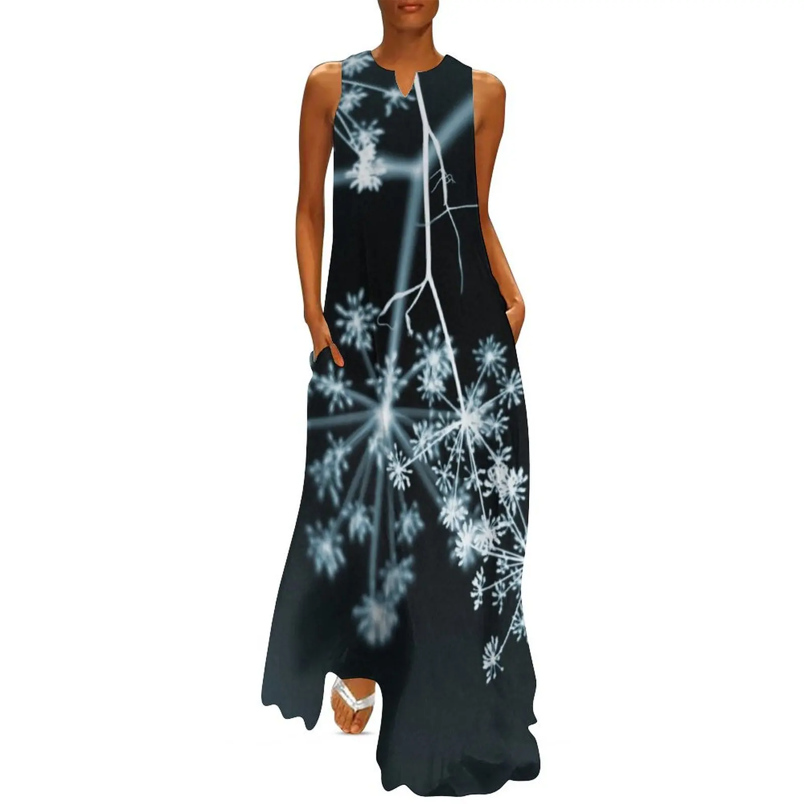 

Midnight Glow. Dark Floral Long Dress ladies dresses for women 2024 women"s evening dresses