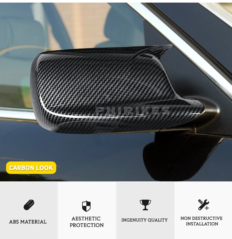 Paar Seite Rückspiegel Kappe Flügel Spiegel Abdeckung Für BMW 7er E65 E66 2001-2008 E67 2002-2008 für E46 Coupe Spiegel Abdeckung – Detail 2