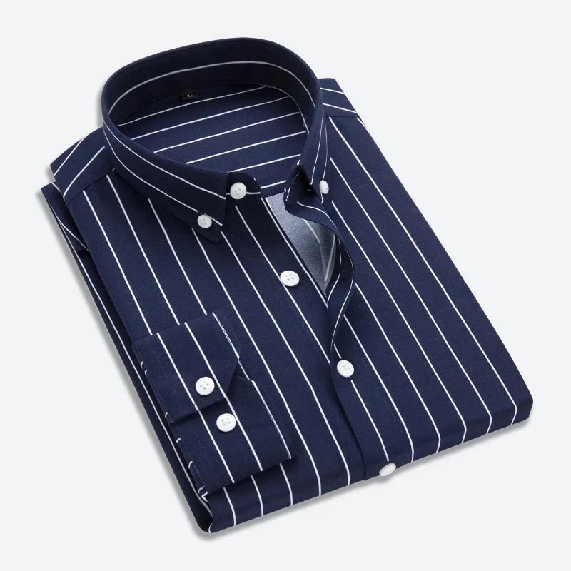 Men Striped Shirts Slim Fit Long Sleeves 2024 Spring summer thin Camisas De Hombre Korean Solid Casual Dress Shirts Men clothing