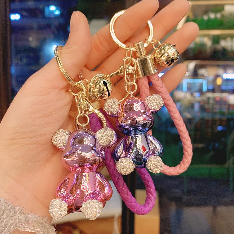 Colorful Bear Keychain Couples Gift Key Chain Animal Doll Key Ring For Bags Creative Fashion Cool Car Accessories Pendant