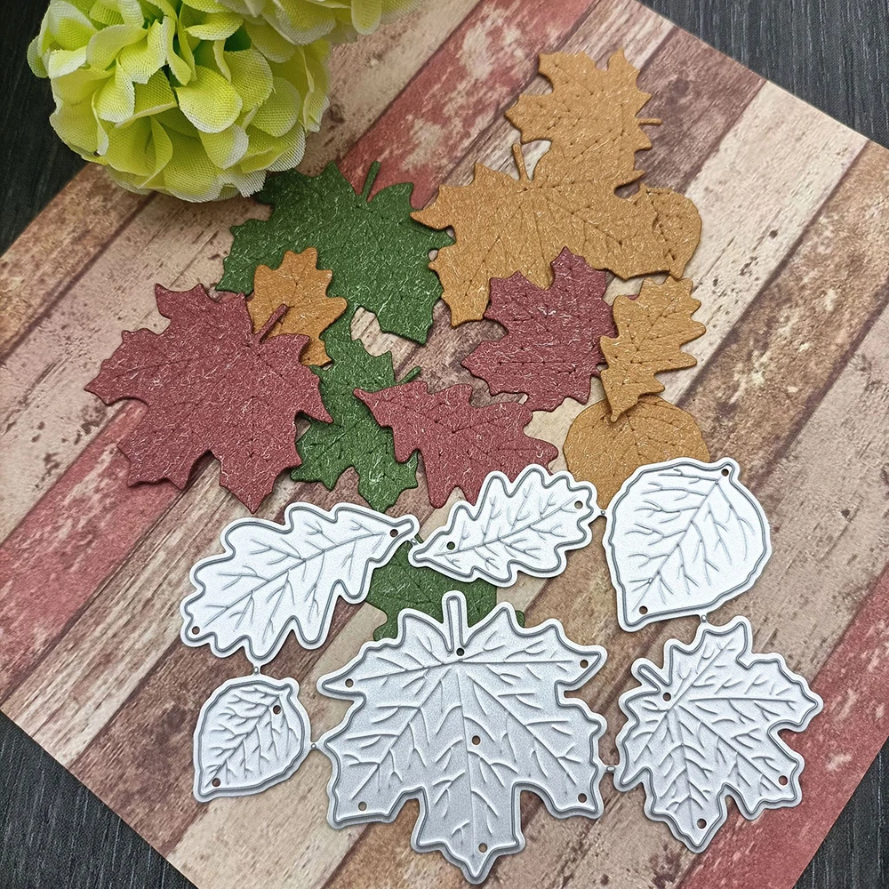 6Pcs Maple Leaves Metal Cutting Dies Stencil DIY Scrapbooking Album Paper Card Template Mold Embossing Craft Decoration