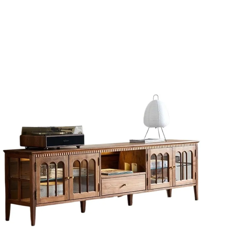 

American rural pure solid wood TV cabinet combination retro old TV cabinet living room log simple storage floor cabinet