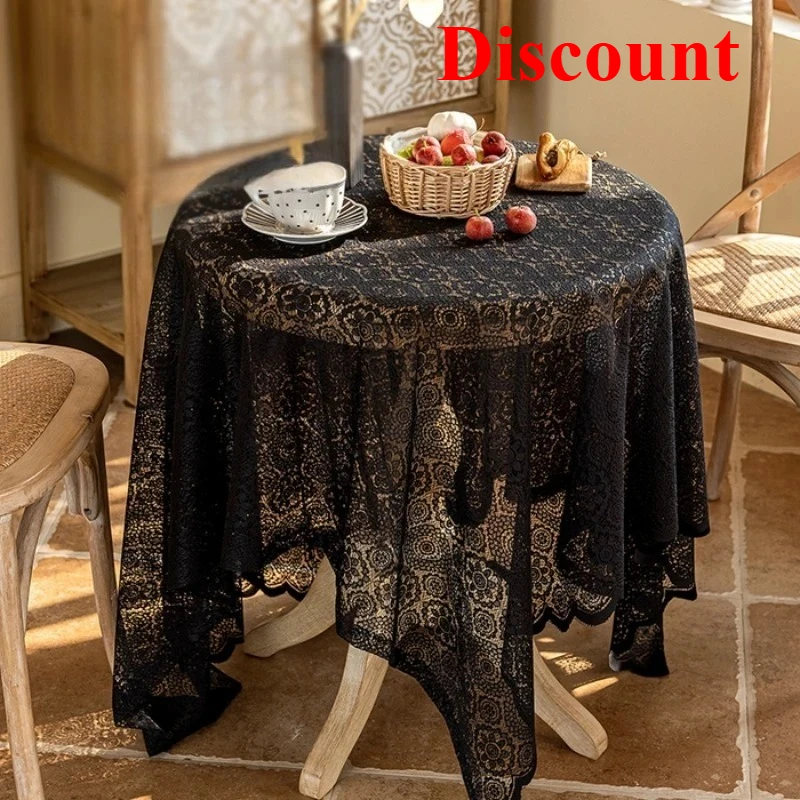 

Lace tablecloth white retro round table square tablecloth coffee table household French cover
