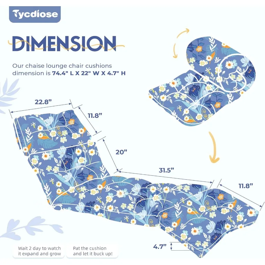 في الهواء الطلق كرسي صالة كرسي وسادة مقاوم للماء 74.4x22x4.7 بوصة رغوة الذاكرة صالة وسائد كرسي للأثاث في الهواء الطلق ث #2