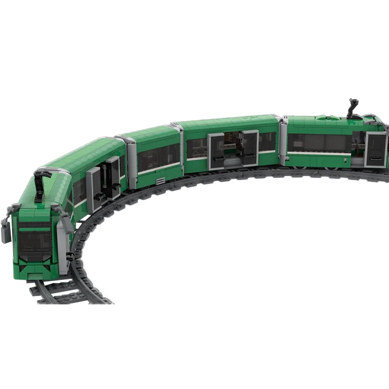 MOC-196019 Mini bloques de construcción de tranvía moderna, modelo de ensamblaje de cinco carros de tren, tecnología de alta tecnología, ladrillos, juguetes para niños, regalos