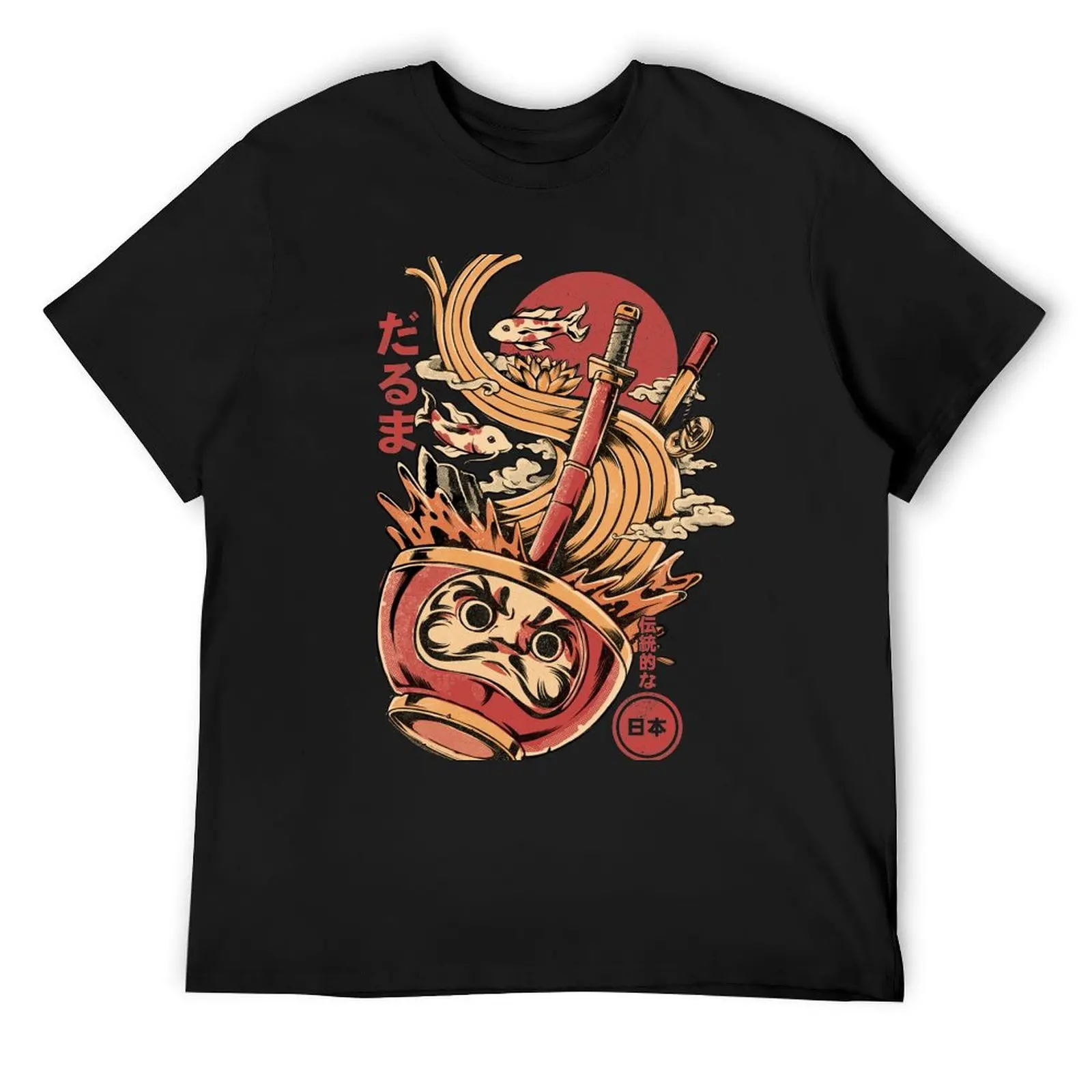 Camiseta Ramen de Daruma, ropa de calle superior de verano, ropa de talla grande, ropa de hombre