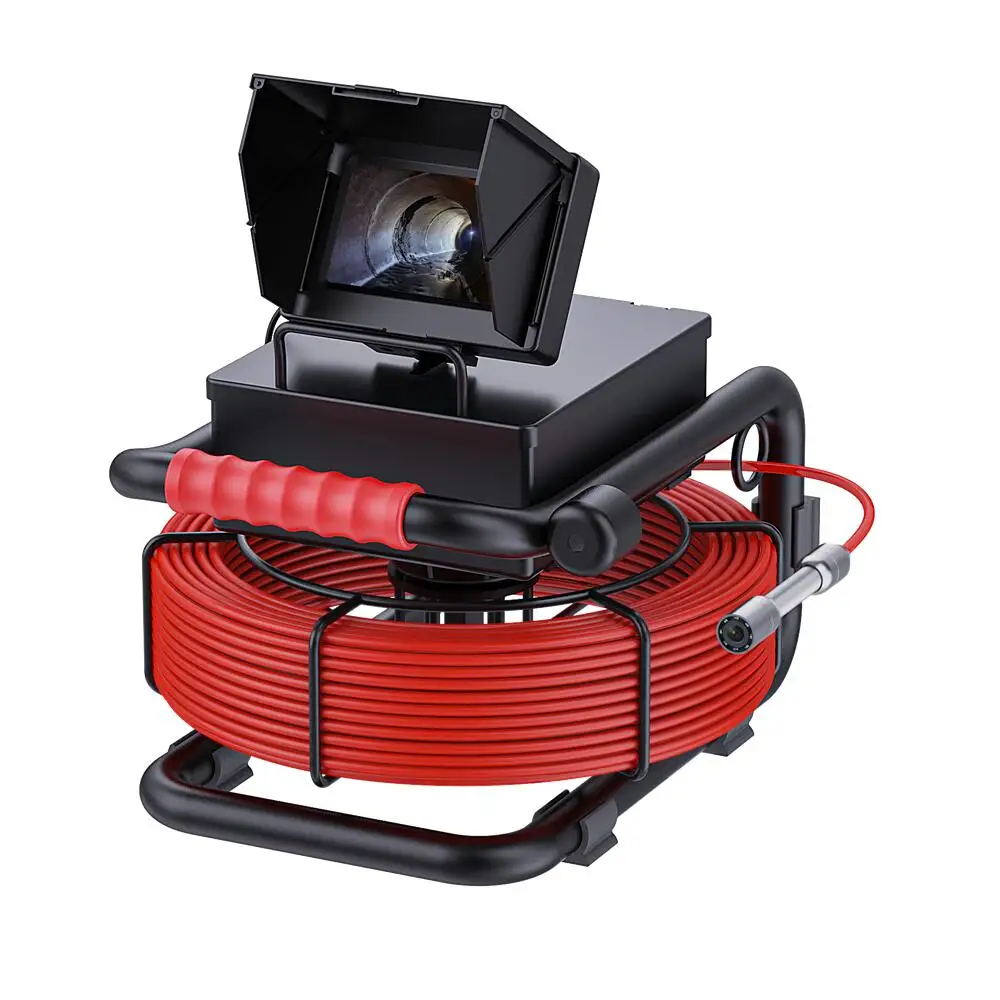كاميرا المنظار المجاري 4.3 بوصة مع DVR، كاميرا فحص الأنابيب 17/22 مم HD 1000TVL كاميرا استنزاف مقاومة للماء مع بطاقة 16 جيجابايت
