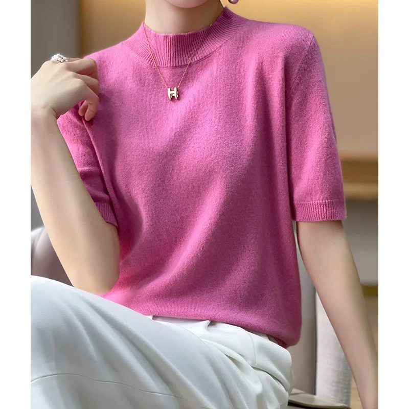 100% Australian Wool Knitting Pullovers Women New Spring Soft Warm Knitwears Hot Sale Ladies Woolen Sweaters