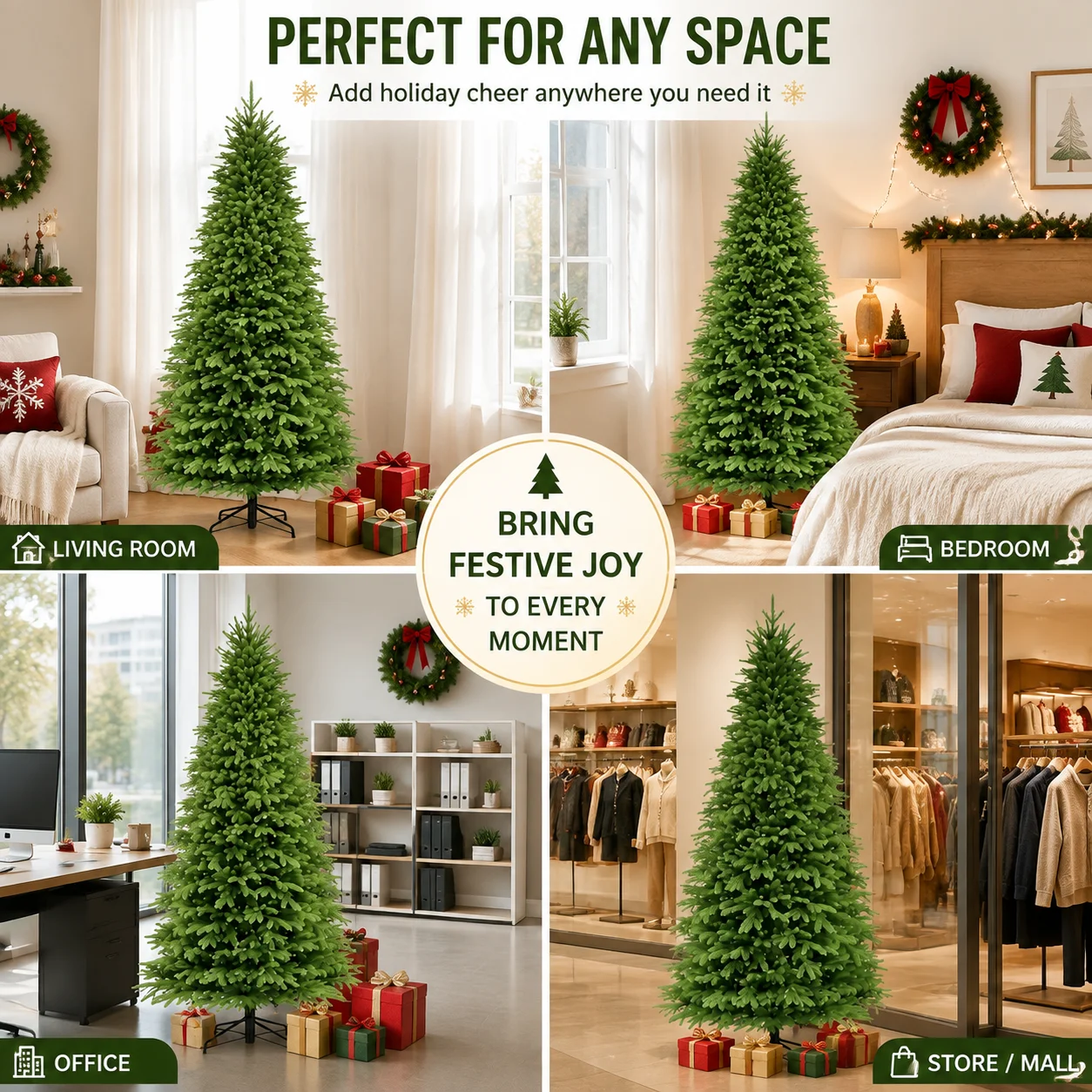 PE Artificial Christmas Tree Premium Luxury Encryption Large Green Xmas Tree Pines Home Party Decoration New Year Ornaments 2026