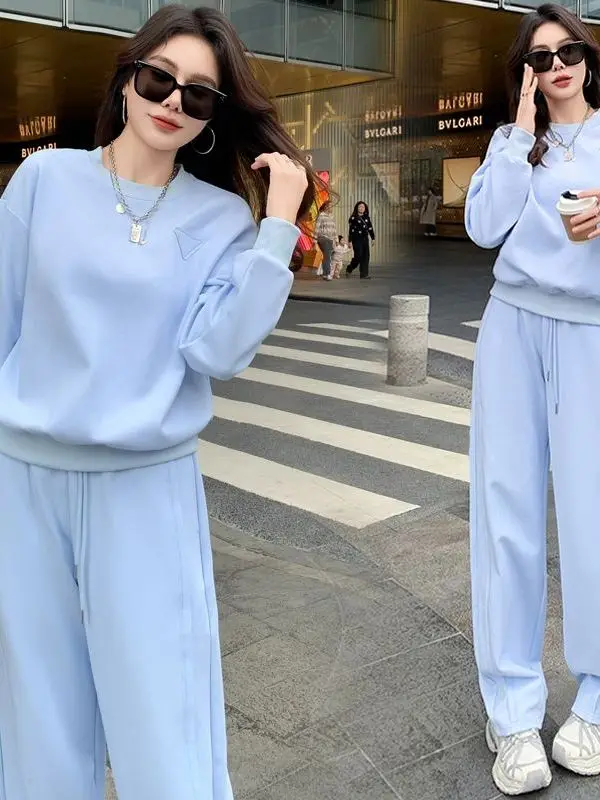 

plus Size Faion Sportswear Set Spring 2026 Thin Hoodie Wide Leg Pants Two Piece Set Comfortable High Waist Long Pants