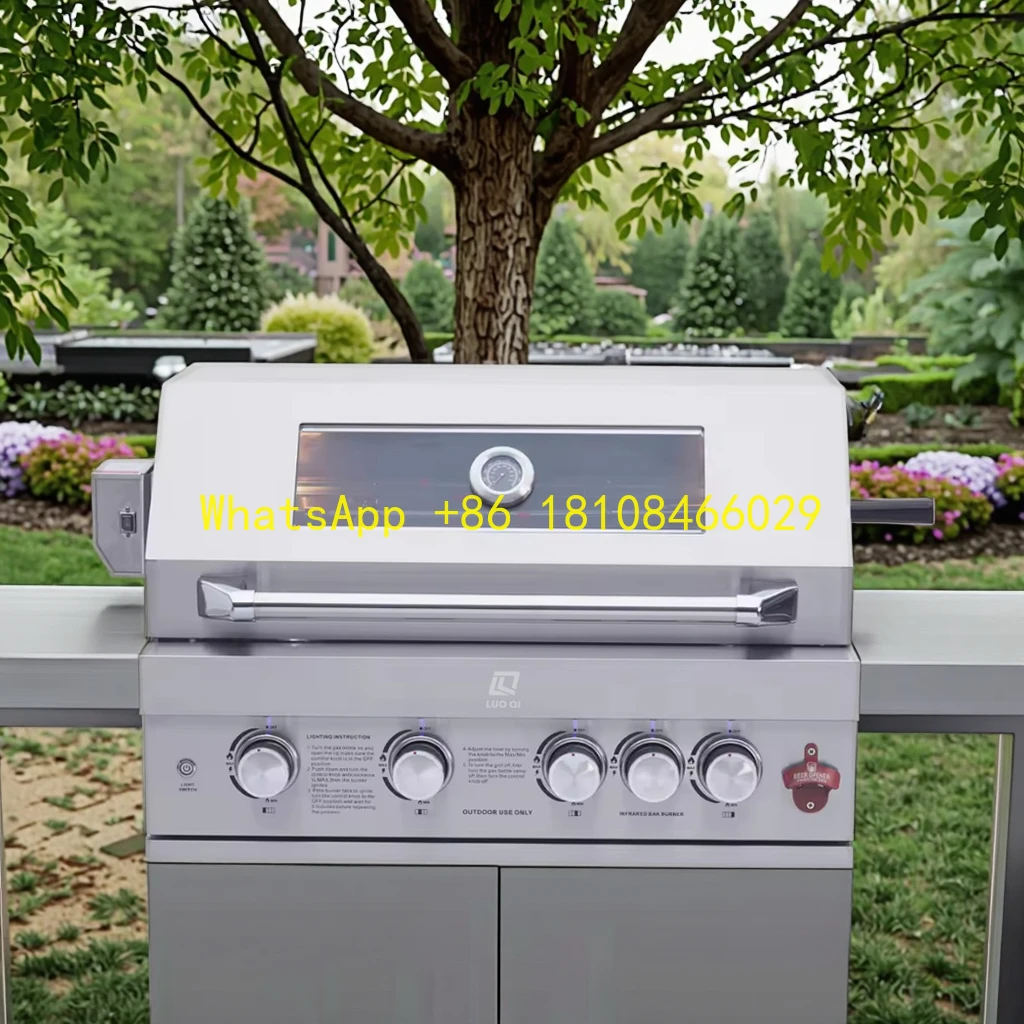 

Гриль для дома и коммерческого использования, роскошный газовый гриль-барбекю из нержавеющей стали, специальные горелки, столешница с