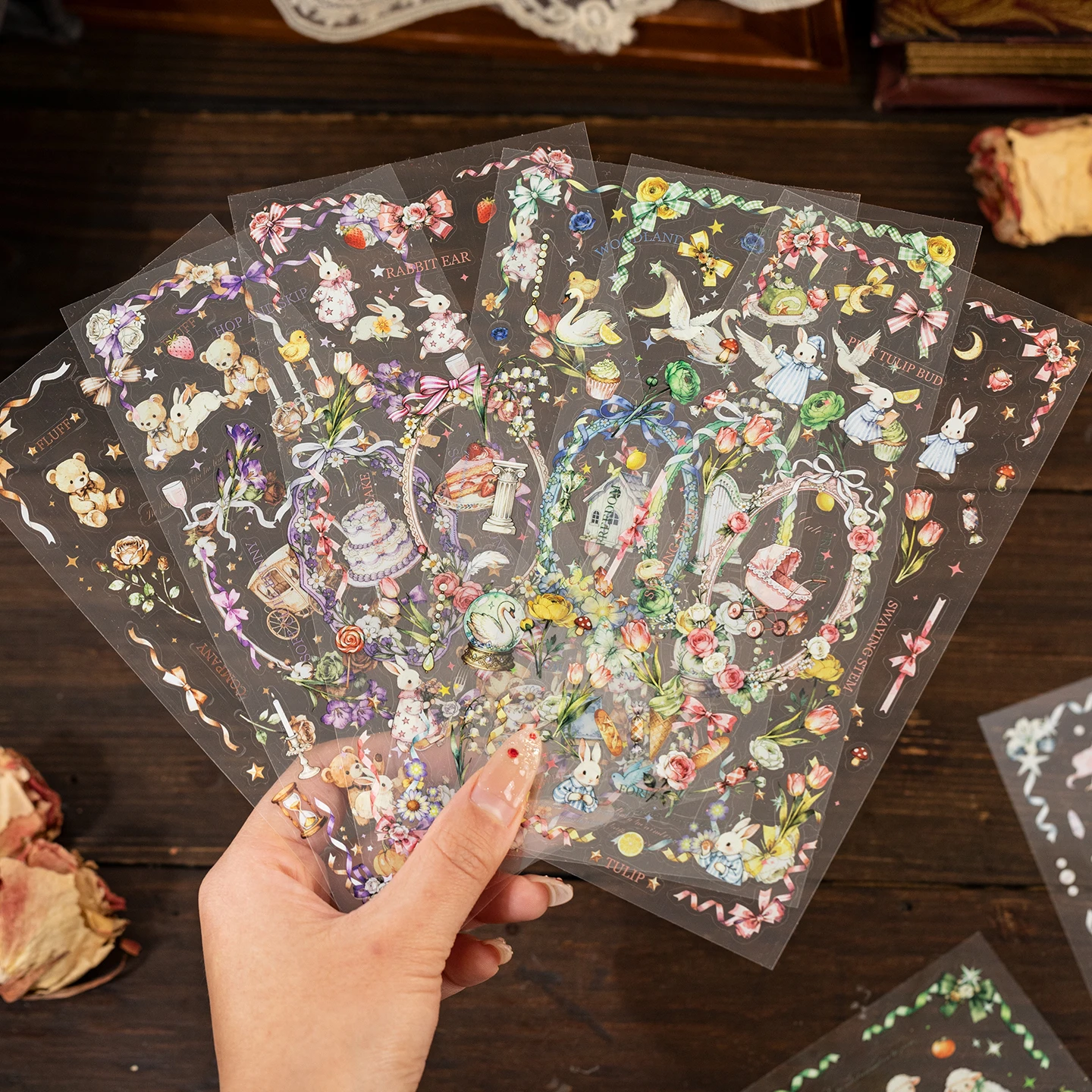 2sheets/pack Starry Night Fairy Tale Series Kawaii PET Decorative Stickers DIY Diary Scrapbook Decor Journal Supplies