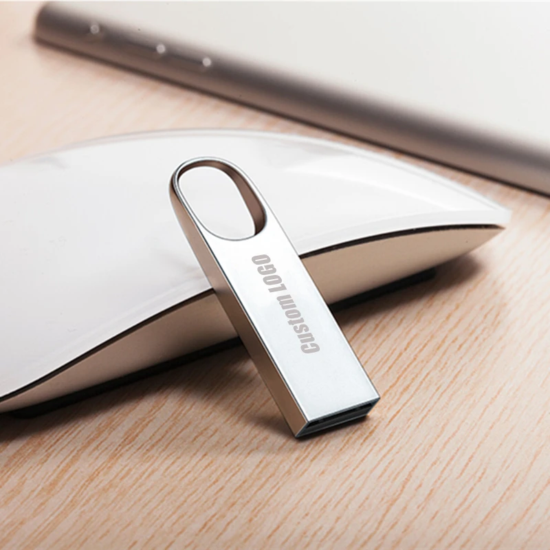 Бесплатная пользовательская лазерная гравировка логотипа серебристый металл Mini USB3.0 высокоскоростная флэш-накопитель 4 ГБ 8 ГБ 16 ГБ 32 ГБ 64 ГБ 128 ГБ