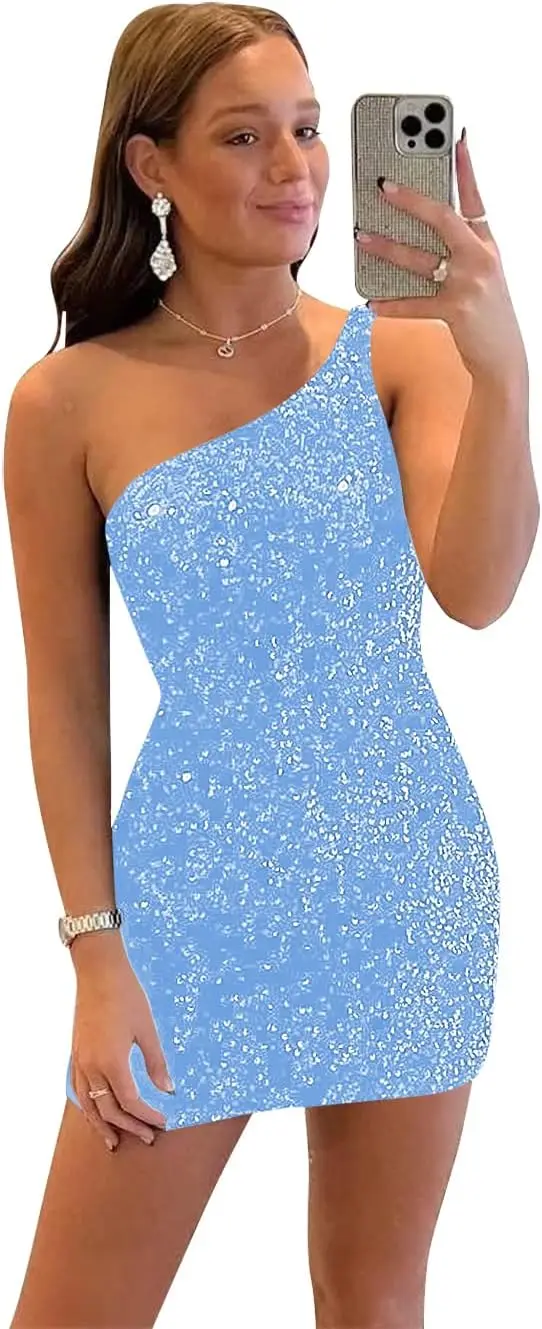 

Women's Sparkly Sequin Short Homecoming Dresses 2024 for Teens Sexy Dresses for Teens Homecoming Cocktail Dress