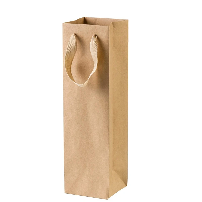 

72 Pack Solid Brown Kraft Paper Bags With Sturdy Rope - 4 X 4 X 13.8Inch - For Wine,Gifts,Retails,Shopping,Merchandise