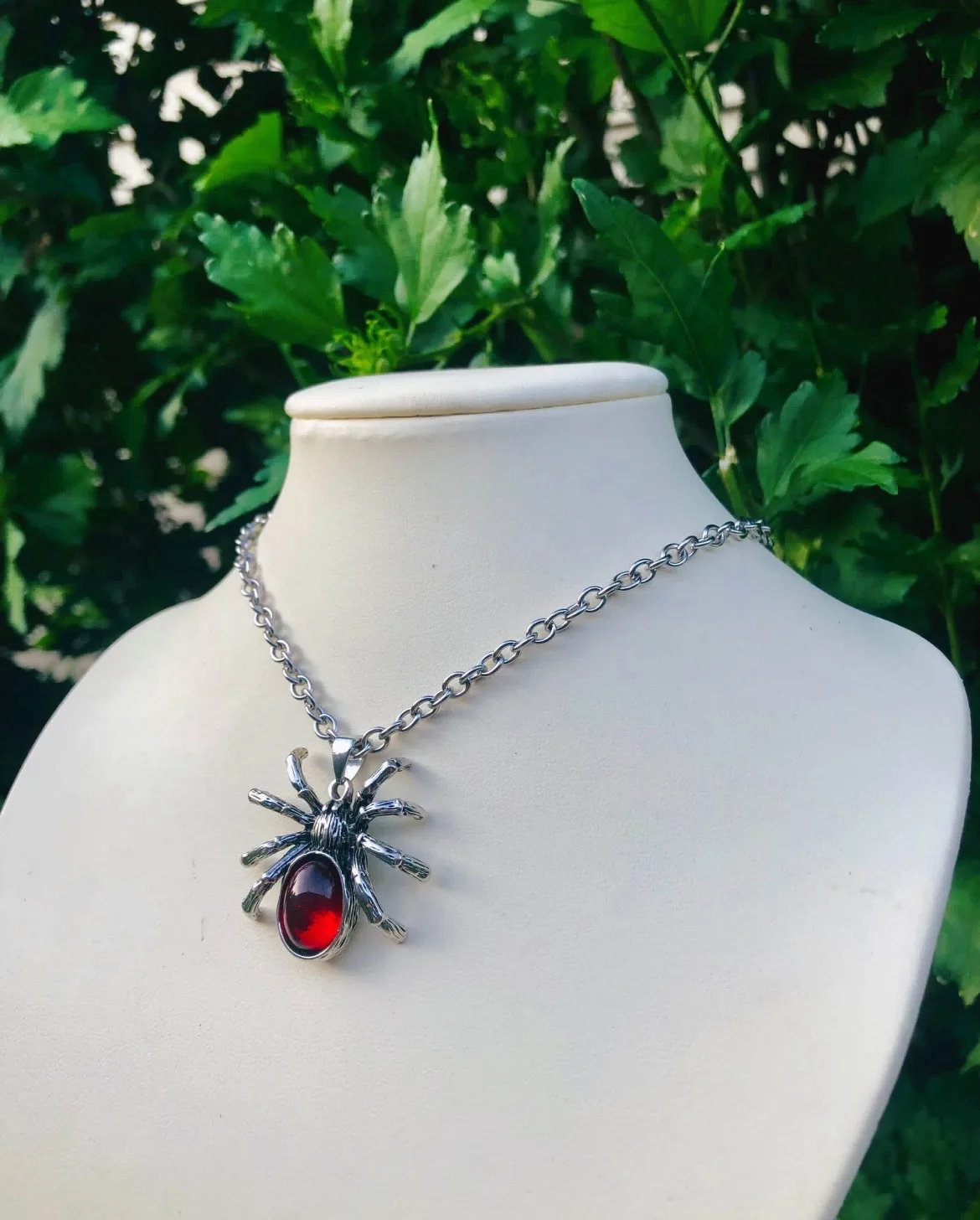 Collares con colgante de araña de cristal rojo Vintage para hombres, gargantilla de animales góticos, Punk Rock, regalo de novio, joyería de Club de fiesta