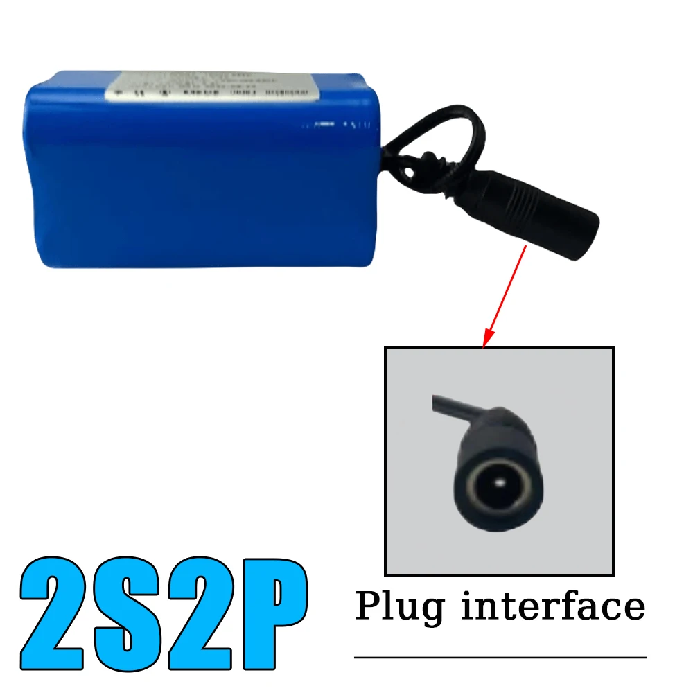 Paquete de batería recargable de iones de litio, 18650 2S2P, 7,4 V, 6000mAh, para altavoces, dispositivos de monitoreo inalámbricos, iluminación LED, etc.