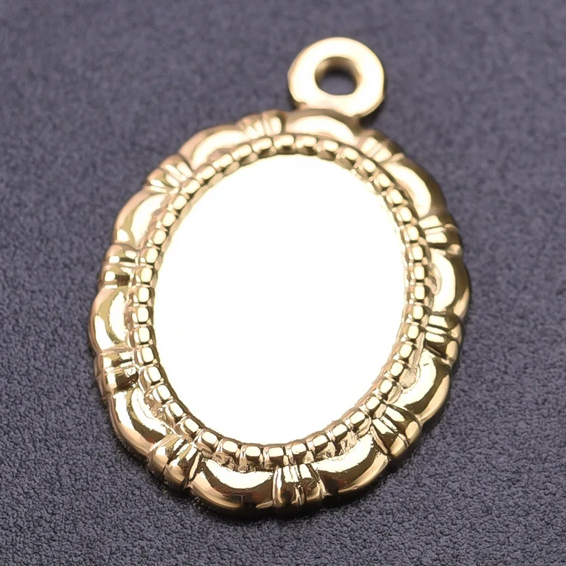5pcs Owl Cactus Angel Heart Round Charm Real Gold Plated Stainless Steel Charms For Jewelry Making Supplies DIY Blank Settings