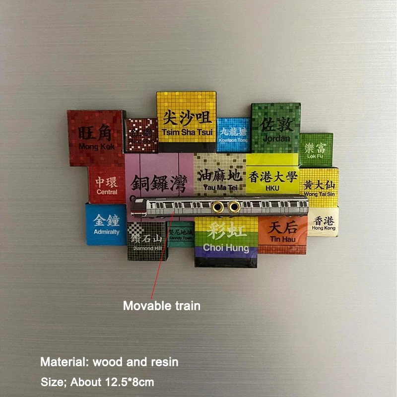 Hong Kong City Landmark Fridge Magnets - Movable Train Tsim Sha Tsui & Mong Kok Magnetic Refrigerator Stickers Souvenir Gifts