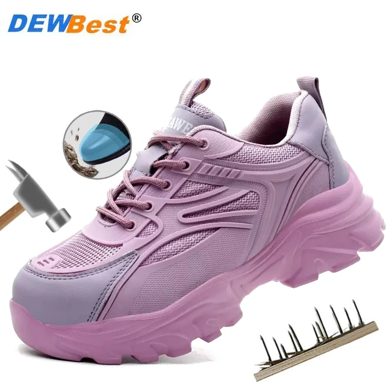 

Autumn female anti-smash anti-puncture steel head lightweight wear-resistant safety shoes breathable heightening shoes