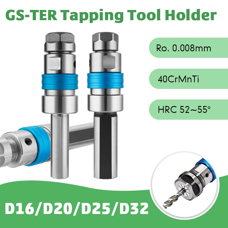GS-TER Tapping Tool Holder Telescopic Floating Tap Chuck 0.008mm Roundness CNC Lathe GS16 GS20 GS25 GS32 TER16 TER20 TER25 TER32