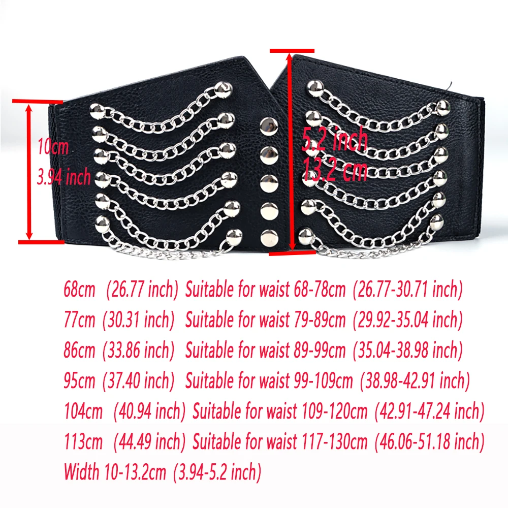 Ladies\' Chain Rivet Punk Performance Elastic Girdle Waist Decorate Corset Wear Oustide Jeans Dress Accessories Belts For Women