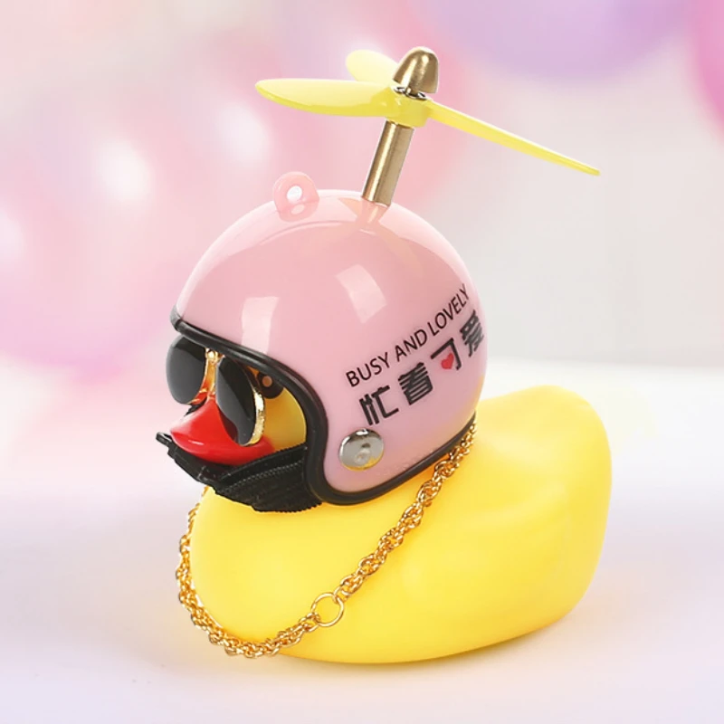 Cartoon Cute Helmet Duck Bike Decor Paste Type Bicycle Duck Funny Propeller Rotating Duck Car Interior Ornaments Bike Accessory