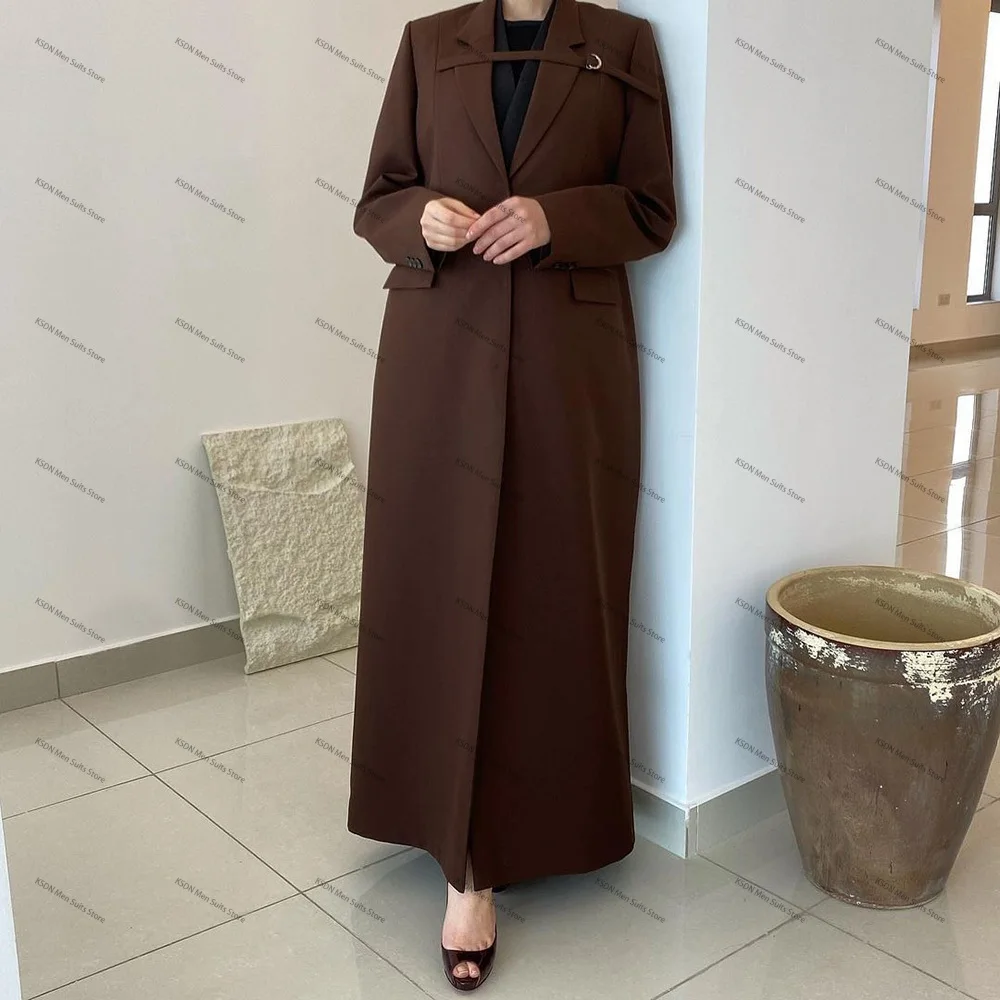 Notch Lapel Double Breated Long Women Suits High Quality Formal Business Blazer Elegant Female Jacket 1 Piece Luxury Dubai Abaya